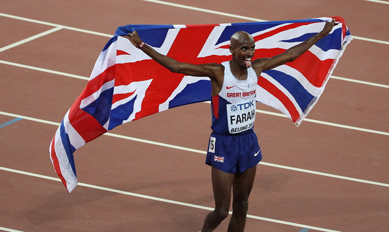 英國名將法拉赫慶祝奪冠