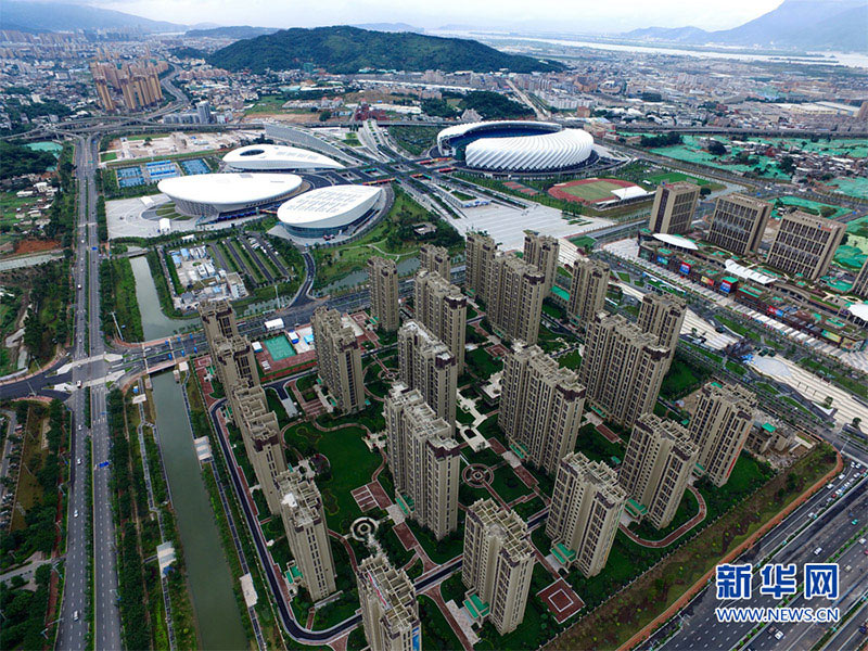 福州市海峽奧體中心，以及青運村。