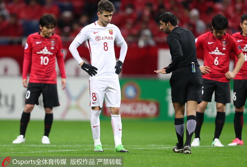 上海上港隊外援奧斯卡主罰點球前