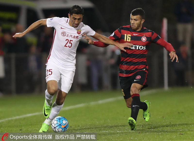 西悉尼流浪者隊索蒂裡奧防守上海上港隊外援艾哈邁多夫