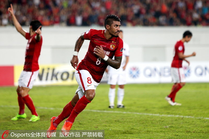 廣州恆大隊外援保利尼奧慶祝進球